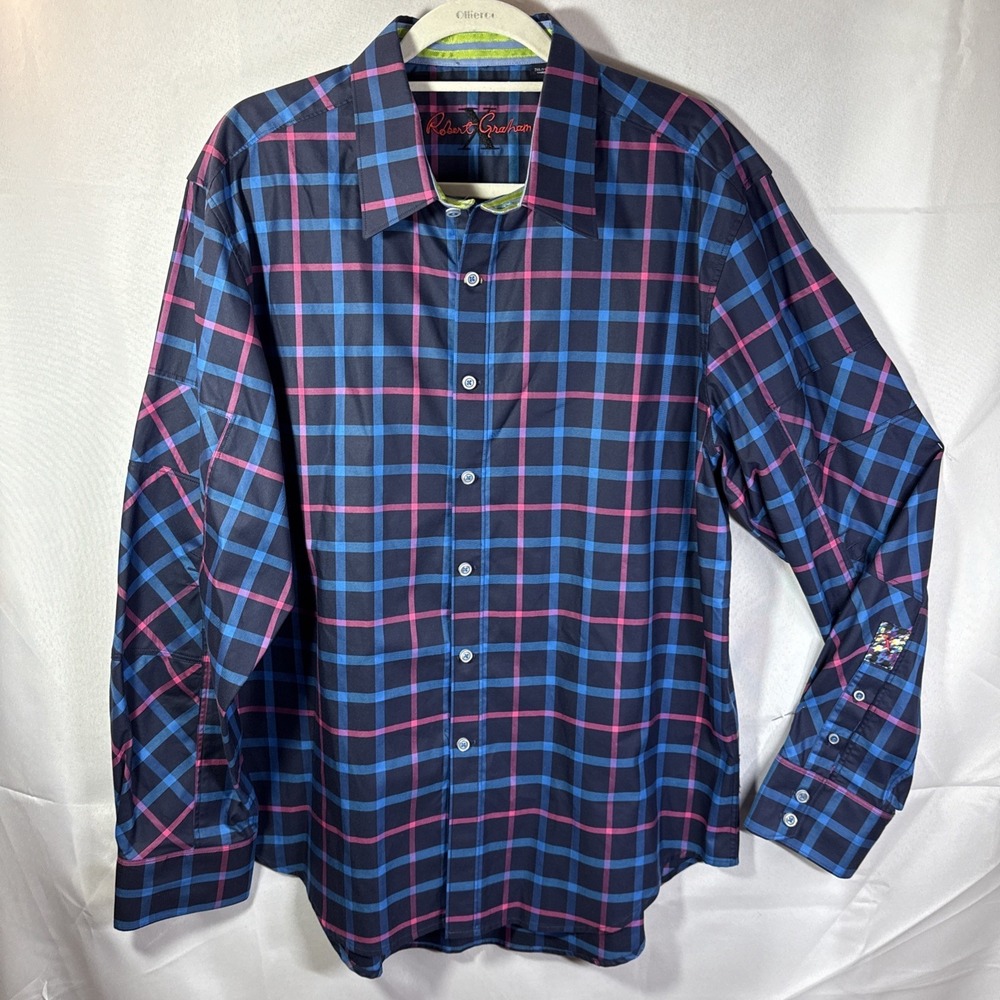 Robert Graham X Button Up Shirt Mens 2XL Flip Cuff Long Sleeve